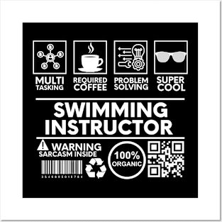 Swimming Instructor  black Posters and Art